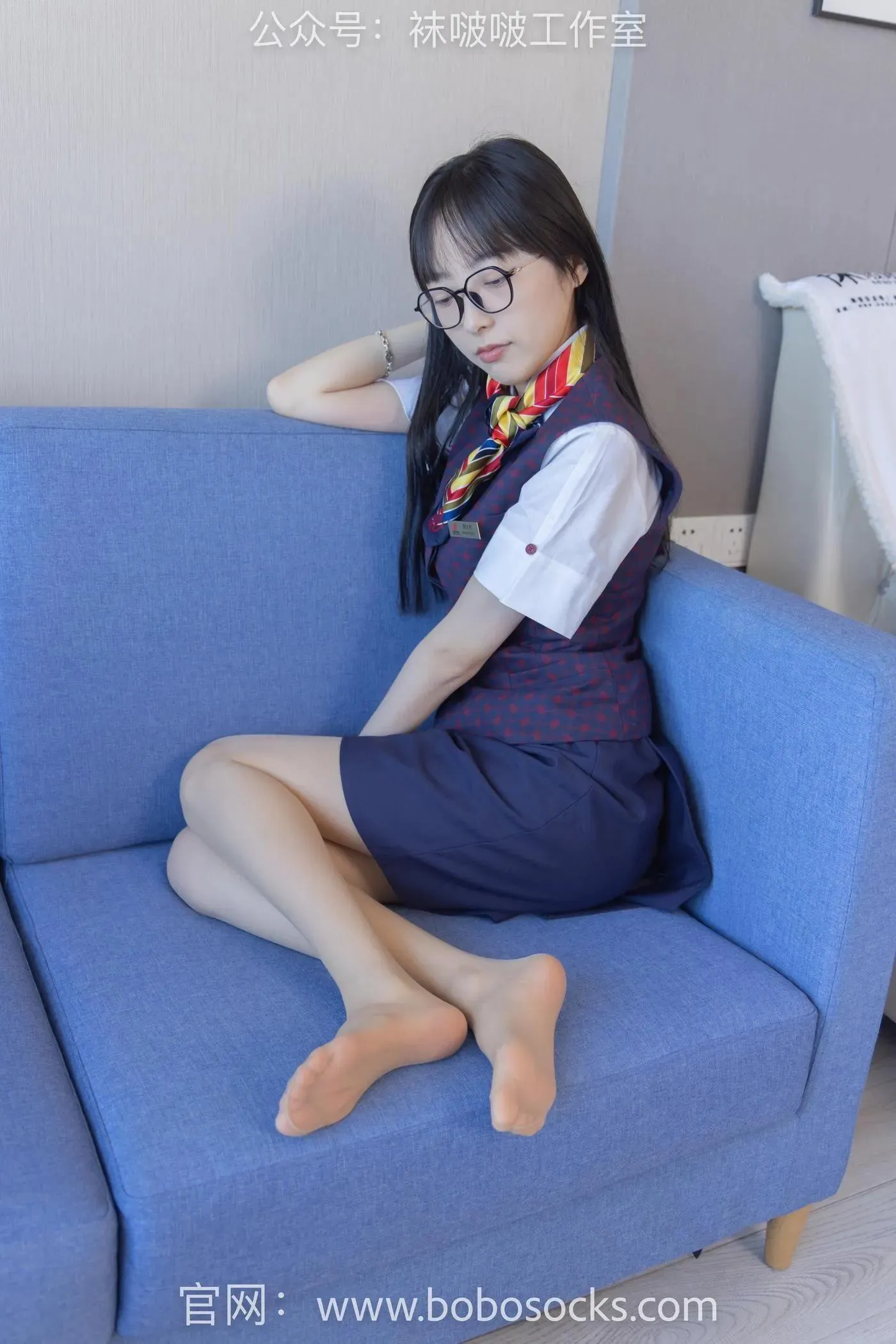 [BoBoSocks袜啵啵]NO.115 稚予-平底鞋、肉丝、空姐制服 [136P]插图8